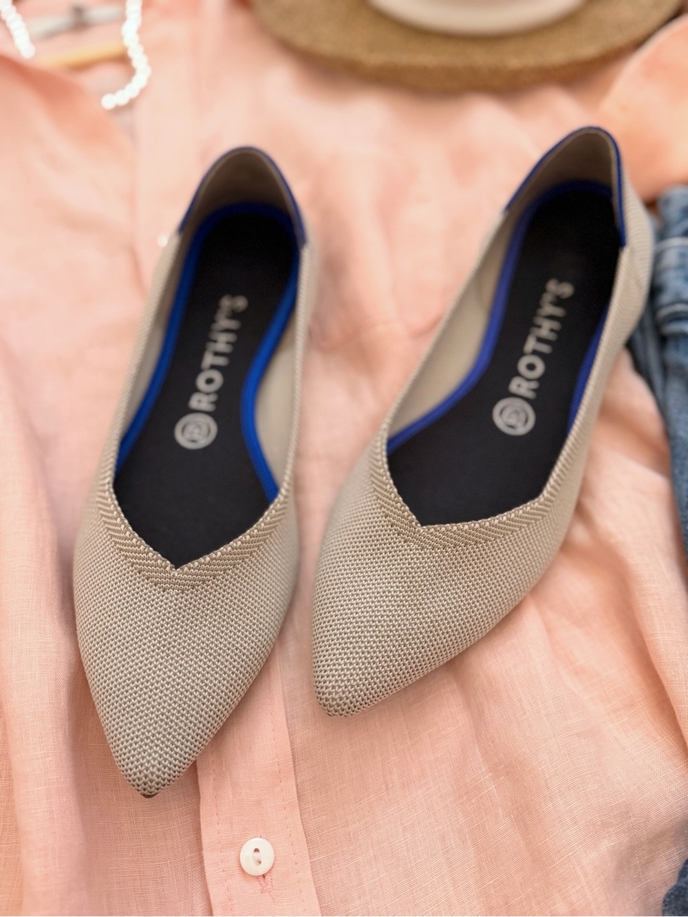 Rothy's The Point Neutral Flax Birdseye Color Ballet Flats Beautiful
